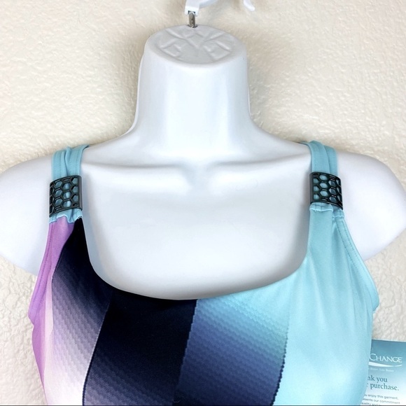 SunFlair Ombre’ Striped One Peice Swimsuit Size 8 - Picture 5 of 9